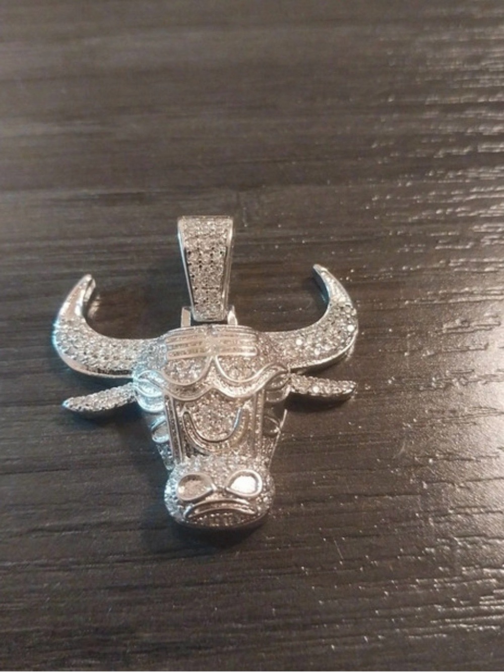 0.87 CT Moissanite Rodeo Bull Head Pendant